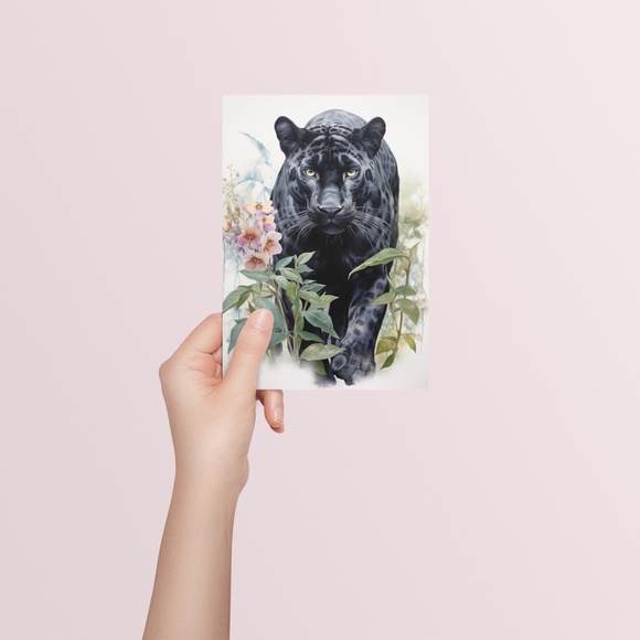 Watercolor Black Jaguar Wall Art Print Unframed - Majestic Jungle Elegance - Picture 5 of 7